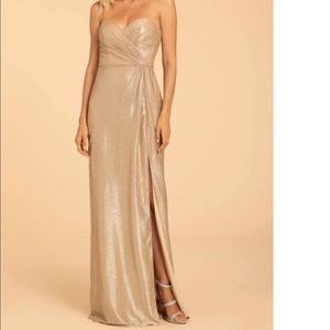 Hayley Paige Occasions Bridesmaid Dress - metallic - size 12 NO SLEEVES